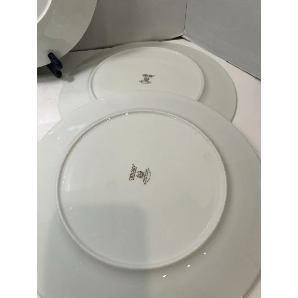 Lenox Oxford Annapolis Blue Bone China Gold Trim Dinner Plate Set Of 5